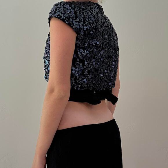 Black and blue sequin cardigan top - Picture 3 of 7